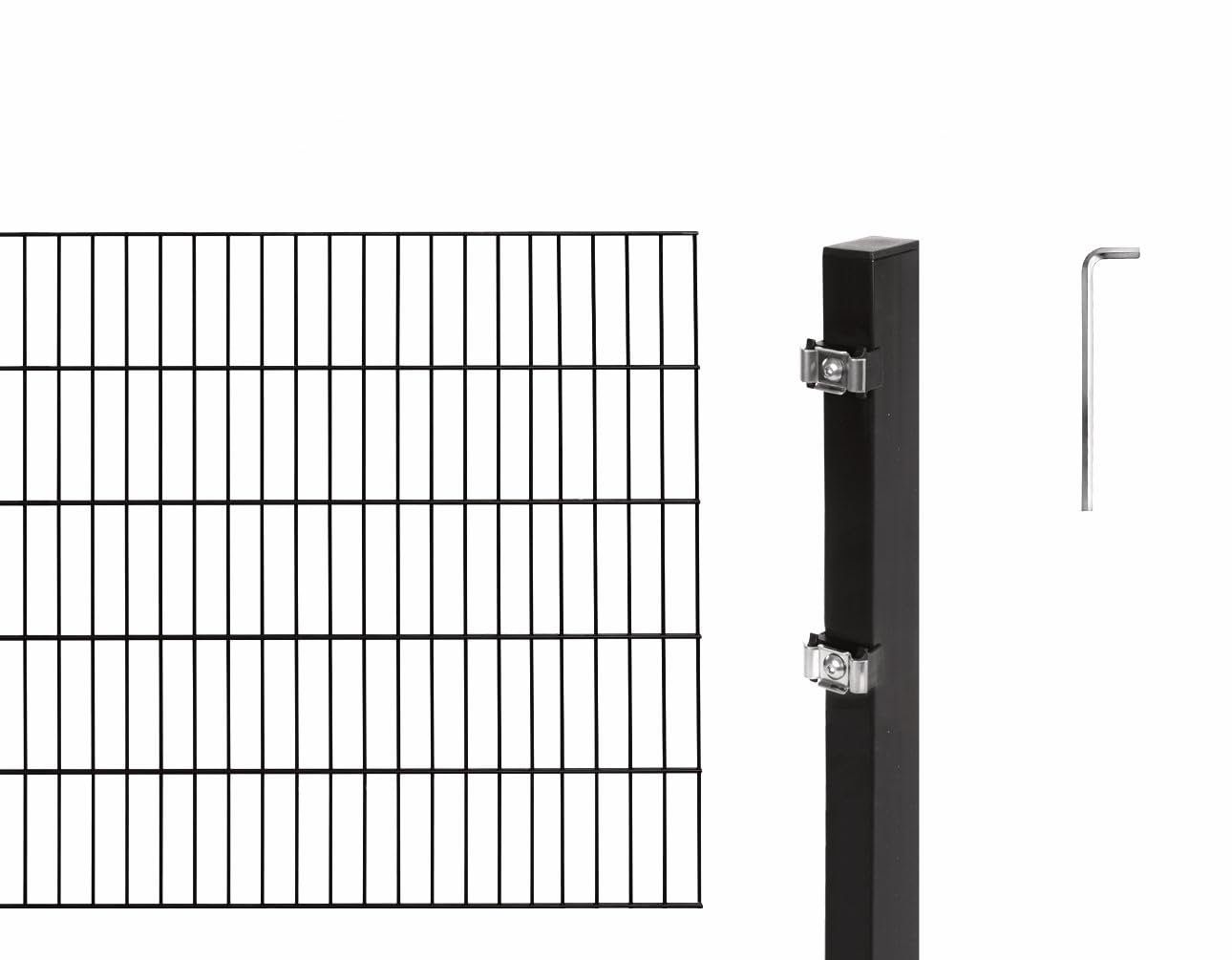 Alberts 627751 Doppelstabmattenzaun als 6 tlg. Zaun-Komplettset | matt schwarz | Höhe 140 cm | Länge 4 m
