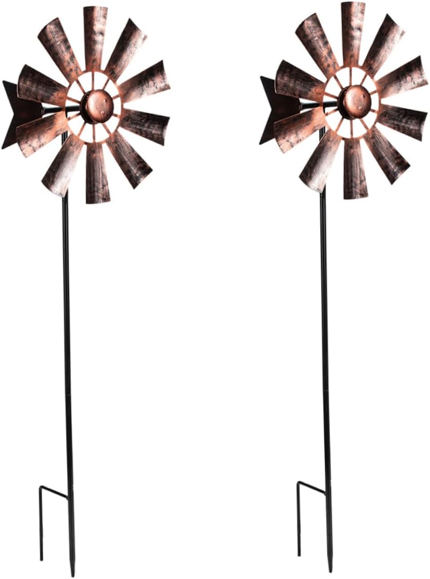 HANABASS 2pcs Metal Windmill Ornaments Outdoor Garden Pinwheel Decor Windmill Scene Decor for Balcony Park