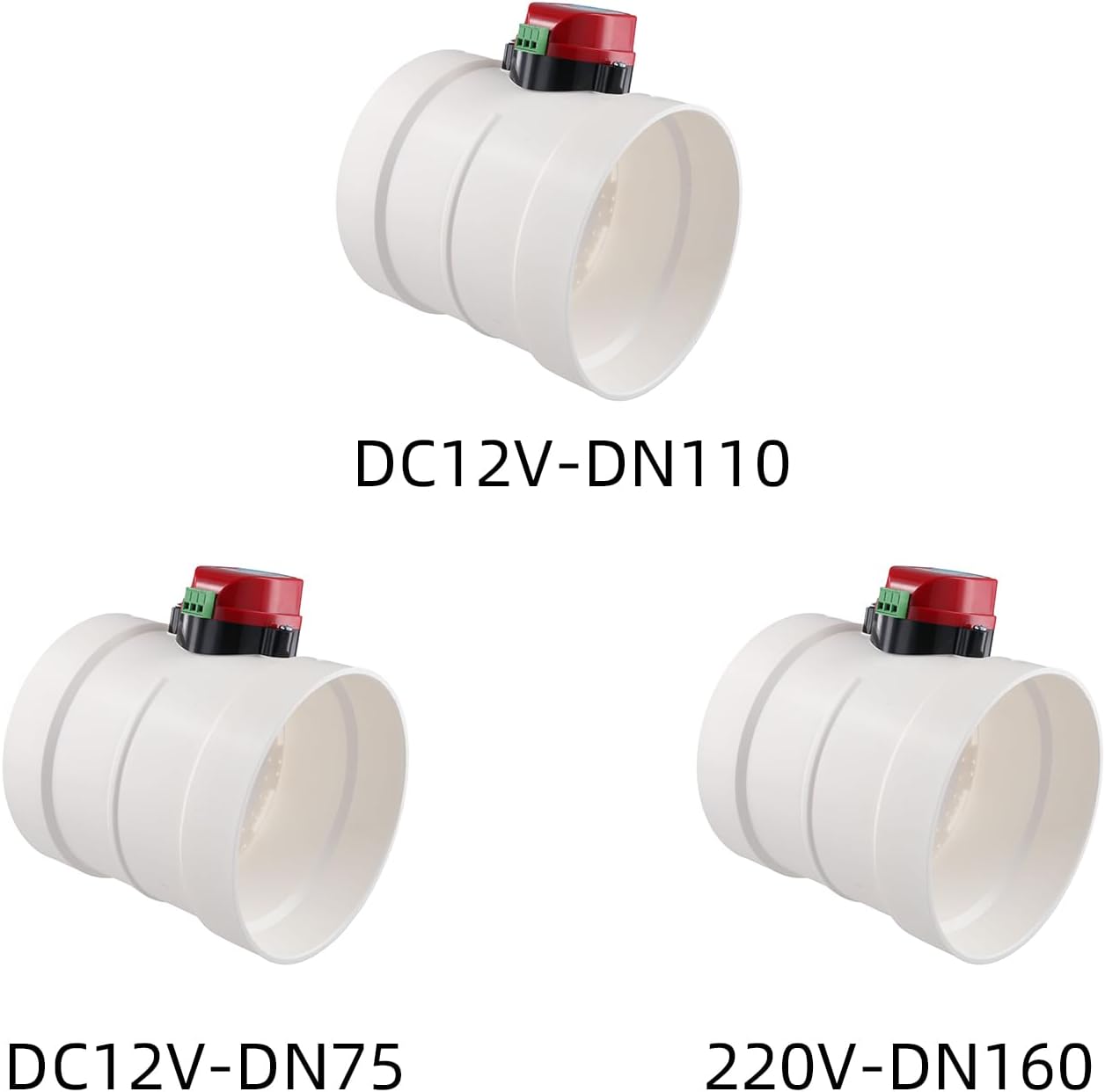 Motorized Damper, Motorized HVAC Damper HVAC Air Duct Damper Zone Dampers Actuator Electric Air Damper Internal Diameter 75/110/160mm