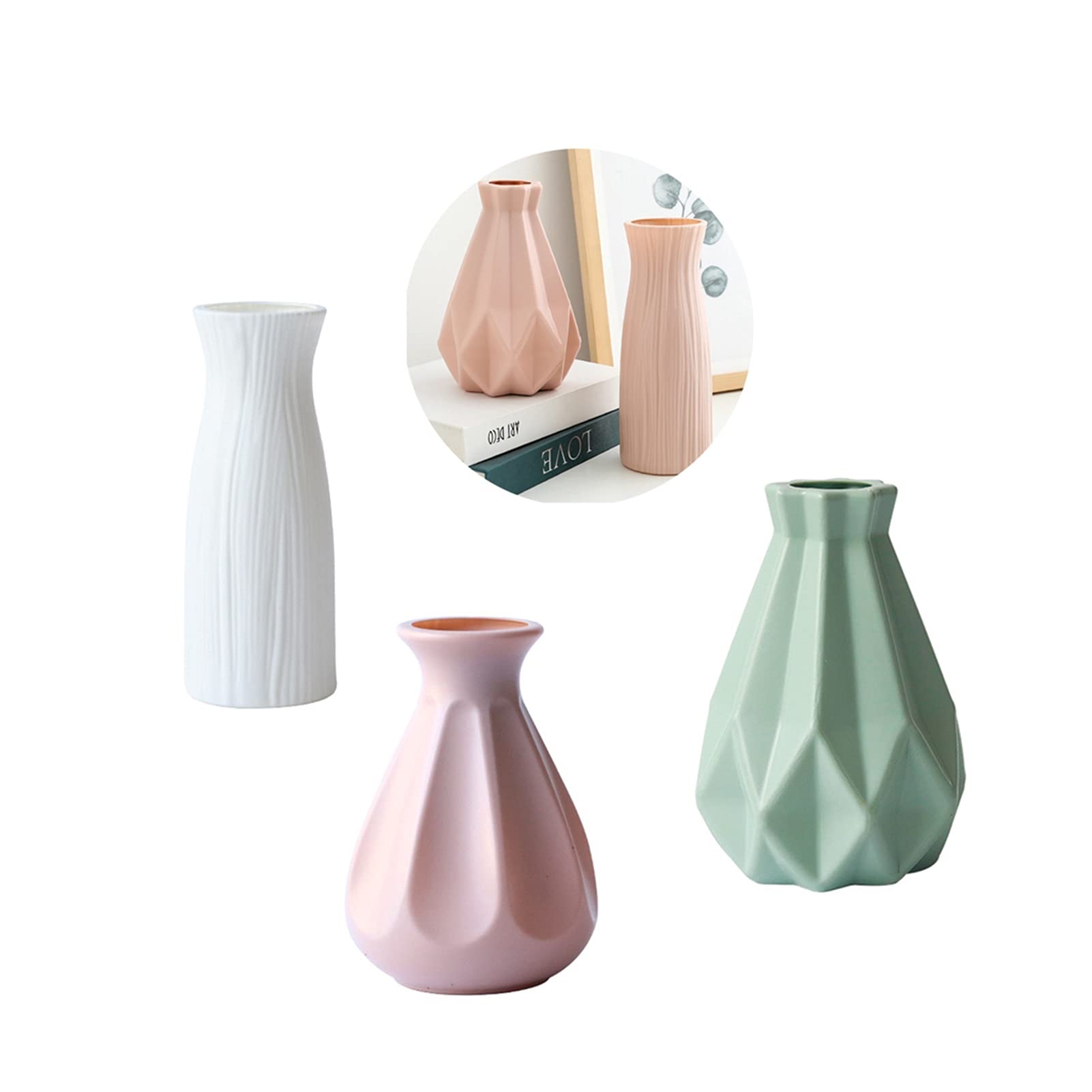 Vase imitation céramique plastique vert nordique pot de fleurs paniers décoration