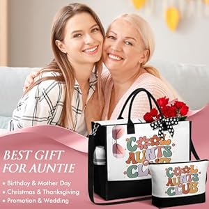 Aunt Gifts Aunt Mothers Day Gifts for Auntie from Niece Nephew, Best Aunt Ever Gifts Unique Aunt Birthday Gifts for Auntie Women Mothers Day Gifts for Aunt Auntie, Canvas Aunt Tote Bag & Makeup Bag Aunt Gifts Aunt Mothers Day Gifts for Auntie from Niece Nephew Best Aunt Ever Gifts Unique Aunt Birthday Gifts for Auntie Women Mothers Day Gifts for Aunt Auntie Canvas Aunt Tote Bag Makeup Bag