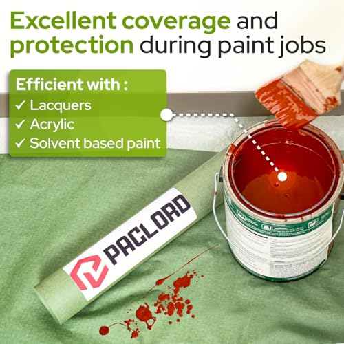 Image of 12 inch x 60 Yards (180 feet) Green Masking Paper with Extra Oil Protection for Automotive Painting Industries - Made in USA Masking Paper for Painting Cars, Protection from Splatter