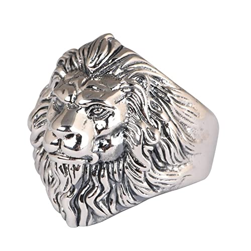 Mesnt Bague Fiançailles, Bague Tête de Lion en Argent 925 pour Homme Argent, Taille Ajustable