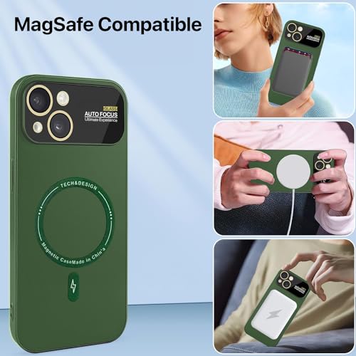 Image of Vaku Luxos Premium Silicon Polarized Back Cover for iPhone 15 Plus Texture Full Lens Protection Silicon Case Scratch Resistant Slim Thin Military-Grade Protection - Green