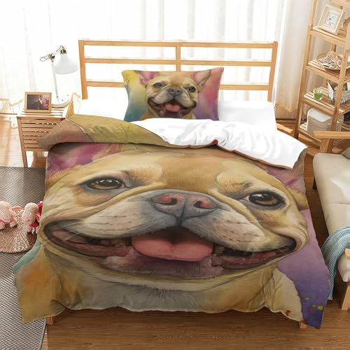 Parure de lit bouledogue français microfine douce 135 x 200 - 2