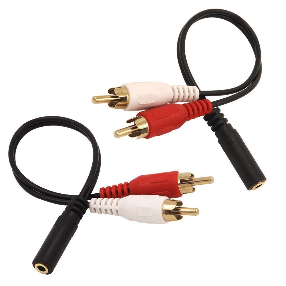 0.6m Female to 2 RCA Male Stereo Audio Cable Gold Plated PACK OF-2