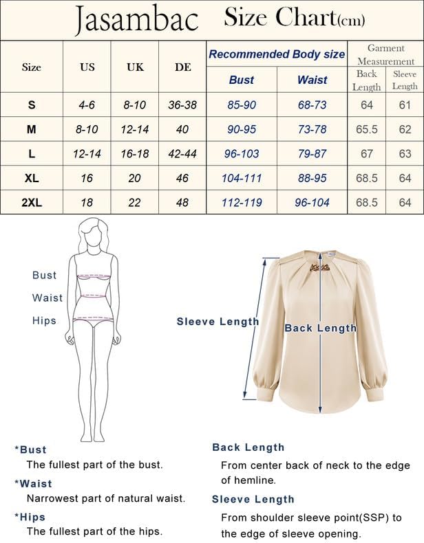 JASAMBAC Satin Blouse for Women Long Sleeve Tops with Metal Chain Silk Tops Ladies Evening Tops Going Out Tops Office Wear Work Tops Party Shirts Business Tops 7 515IDNr5L1L. AC