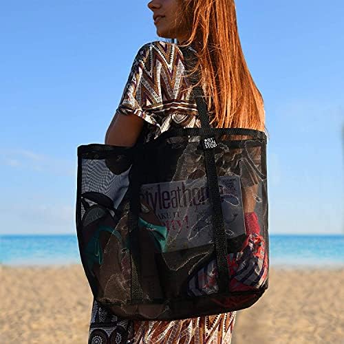 Mesh Beach Bag - Durable Tote Bag- Simply lightweight for Shopping Groceries Sports Gym Swimming Pool Travel Tote Bag 8 Mesh Beach Bag - Durable Tote Bag- Simply lightweight for Shopping Groceries Sports Gym Swimming Pool Travel Tote Bag