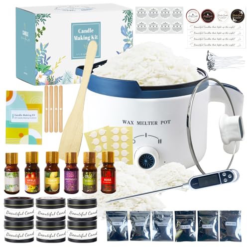 Ksedcon Soy Wax Candle Making Kit for Adults Wax Melts Kit with Electric Wax Melter to Make Your Own Scented Candles (900g)