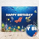 Cartoon Nemo Backdrop 1st Birthday 5x3ft Under The Sea Photo Background Finding Birthday Dory Backdrop Vinyl Happy Birthday Backdrops for Parties Nemo Themed Baby Shower Decorations for Boy Girl Kid