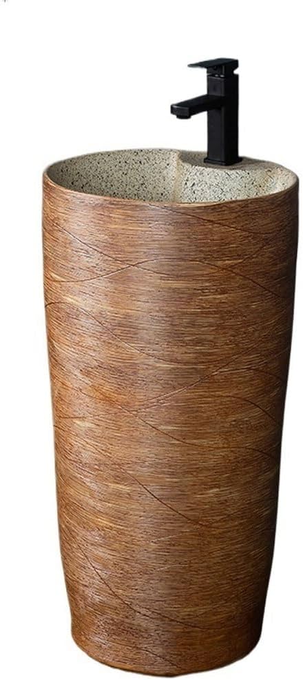 Bathroom Countertop Vessel Sink Integrated Ceramic Pedestal Basin Balcony Wash Bathroom Home Garden Pedestal Sink Vanity