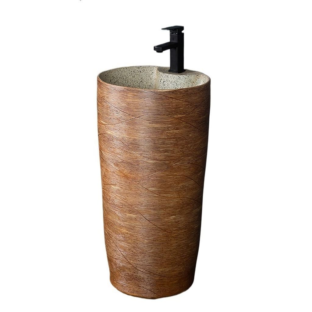 Kunyos A Bathroom Sink Integrated Ceramic Pedestal Basin Balcony Wash Basin Bathroom Home Garden Wash Basin Bathroom Vanity