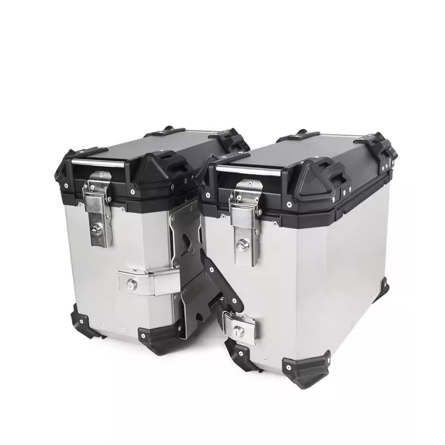 Negro/Plata Baúl Lateral para Motocicleta Maleta Lateral para Motocicleta Caja Trasera De Aluminio para Moto Alforjas para Moto 38L(Silver,450X366X227 MM)