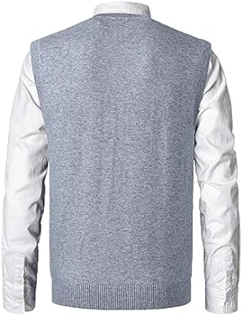 MeiLayM Heren Slim Fit Gebreid V-hals Mouwloos Vest Klassiek Zakelijk Knitwear Truien Gilet Mouwloze Truien Tank Top V-hals Trui Vest met Geribbelde Rand, Kaki, XS