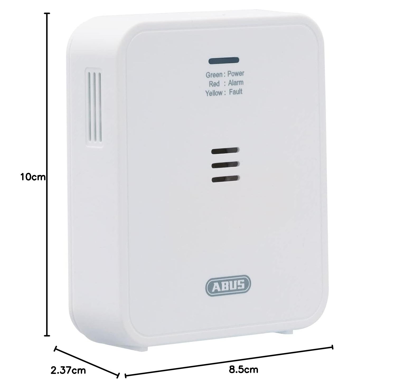 ABUS Detector de monóxido de carbono COWM370 - detector de CO para viviendas con sensor de 7 años de duración, potente alarma de 85 dB; botón de prueba y 3 años de duración de las pilas - blanco