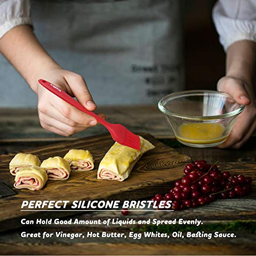 Image of Walfos Silicone Basting Pastry Brush, Heat Resistant Pastry Brush Set, Strong Steel Core and One-Pieces Design, Perfect for BBQ Grill Baking Kitchen Cooking, BPA Free and Dishwasher safe, 2 Pcs (red)