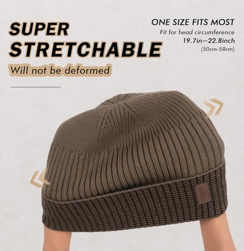 Image of Wmcaps Warm Beanie for Men Women, Fleece Lined Beanie Warm Winter Caps Unisex Fashion Knit Cuffed Cap