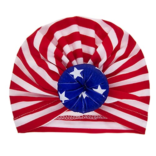Labanca Baby Kids Bun Knot Headwear American Flag Turban Hats Ndependence Day Newborn Baby Bow Hats #TOP12