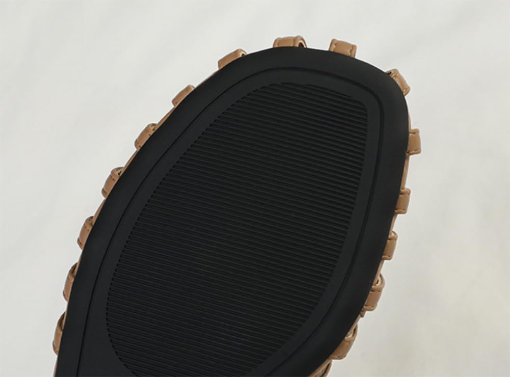 EFLALYHG Sandalias Planas Romanas Cerradas para Mujer, Sandalias con Tira en T y Hebilla Ajustable en el Tobillo, Zapatos Planos Casuales de Verano,Café,42