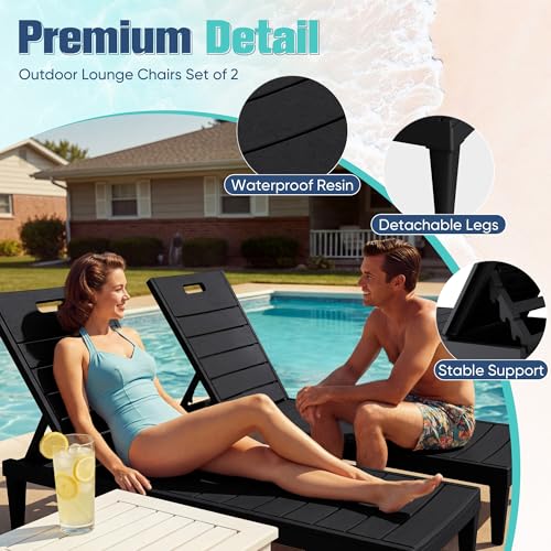 image for Devoko Outdoor Chaise Lounge Chair Set of 2 with 5-Position Adjustable