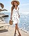 WNEEDU Damen Ärmelloses V-Ausschnitt Sommerkleid Tailliertes Knielang Strandkleid Sommer Leichte Freizeitkleid mit Taschen Weiße Blumen M