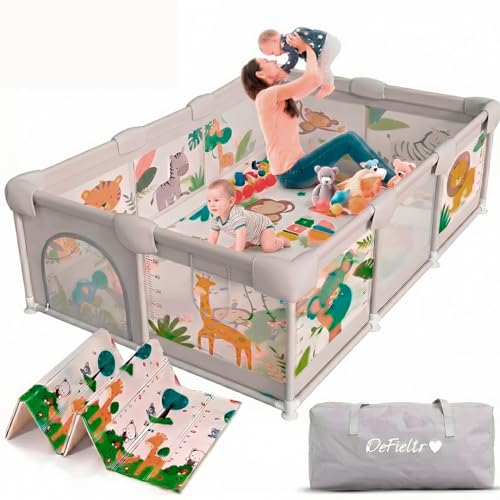 DeFieltro Parque Infantil Bebe de la SELVA 150 x 180 - Corralito Bebe con Malla de Animales Transpirable - Corral Plegable Baby ANTIDESLIZANTE Alfombra Acolchada