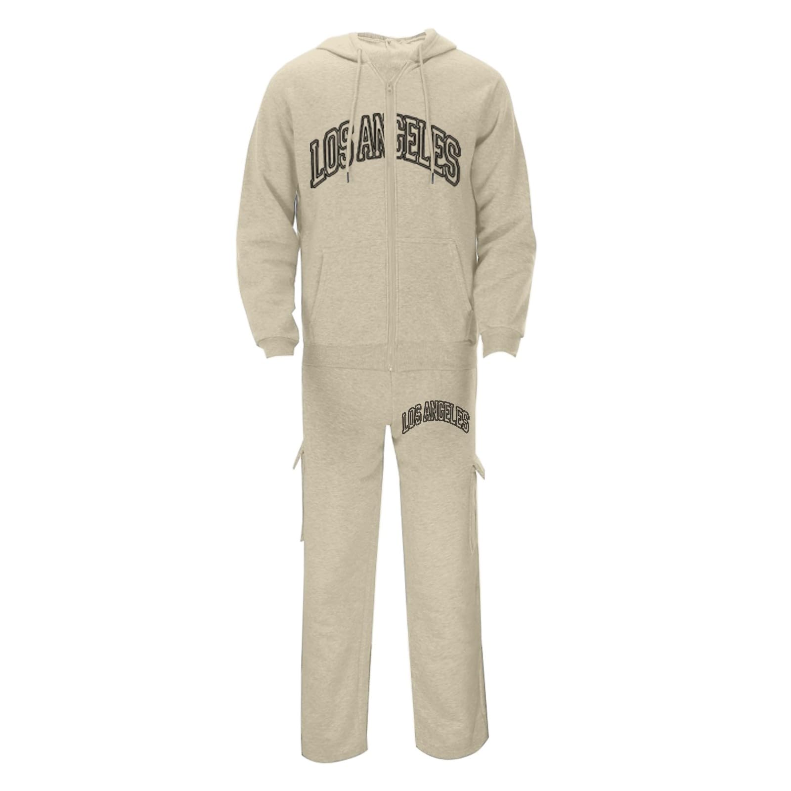 Generisch Tuta da uomo per il tempo libero per attività all'aperto, elegante outfit a maniche lunghe con stampa di lettere, vestibilità comoda con decorazione con cerniera, ideale per la fredda