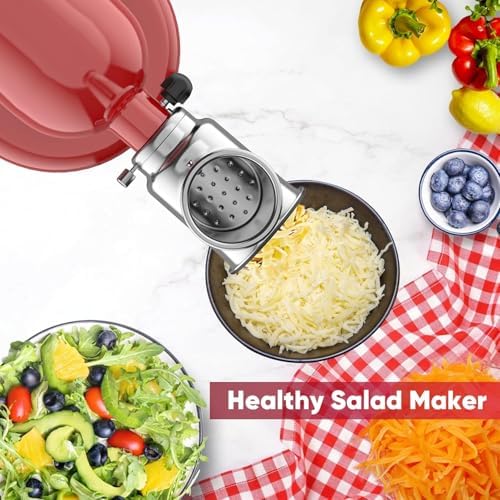 Stainless Steel Slicer Shredder Attachment for KitchenAid Stand Mixer, Salad Machine with Vegetable Slicer, Salad Maker, Grinding Powder, Cheese Grater by Cofun - Thumbnail 3