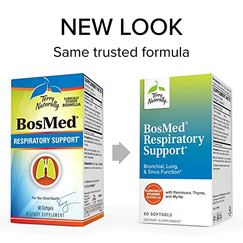 Terry Naturally Bosmed Respiratory Support - 375 Mg Boswellia Complex, 60 Softgels - Lung, Bronchial & Sinus Function Support Supplement - Non-Gmo, Gluten-Free - 60 Servings #TOP2