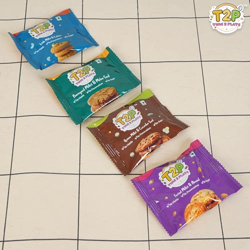 Image of T2P Healthy Millet Biscuits Combo (Pack of 4) - Made with Nutritious Millets & Nuts - High Protein, Low Carb & Fiber Rich Cookies - No Maida No Refined Sugar Breakfast & Snack Anytime