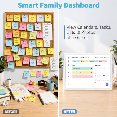 Image of 10.1 inch Digital Calendar Wall-Touch -Screen Electronic Calendar - Interactive Display, No Subscription, Chore Chart, Meal Planner, Star Reward, Sync Cal Via App, Digital Picture Frame, Gift for Mom Dad