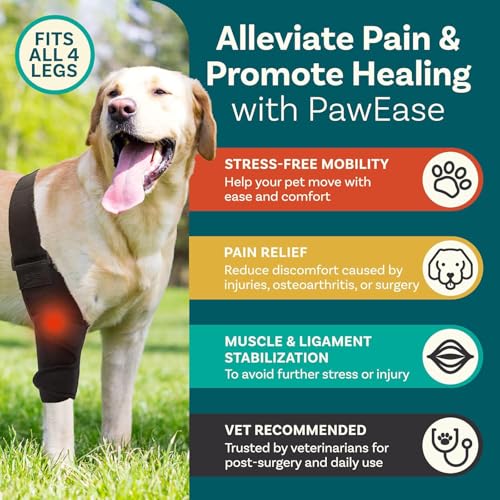 ASIAD Beinschiene für Hunde, Knieschiene für Hunde Bei Kreuzbandriss, Hüftdysplasie, Arthritis, Patellaluxation, Unterstützung Der Vorder- Und Hinterbeine, Bequem Und Verstellbar,Schwarz,L