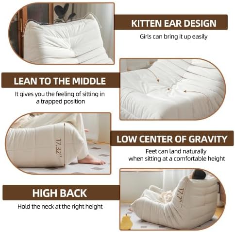 No Installation Bean Bag Chair Big Beanbag Chair for Adults Bean Bag Lounger Foam Chair for Home, Apartment, Living Room or Gaming Venue Sofa in a Box