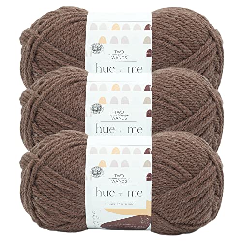 Image of Lion Brand Yarn, Hue + Me Chunky Yarn for Crocheting, Knitting, and Crafts, Macchiato, 3 Pack
