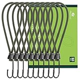 Abma Cord ストレッチコード ゴムフック 全長15/18/20/23cm 10本組 フック付きバンジーコード ショックコード テント・タープ・張綱 ガイラインアダプター ショック吸収 キャンプ用品 防風 固定など