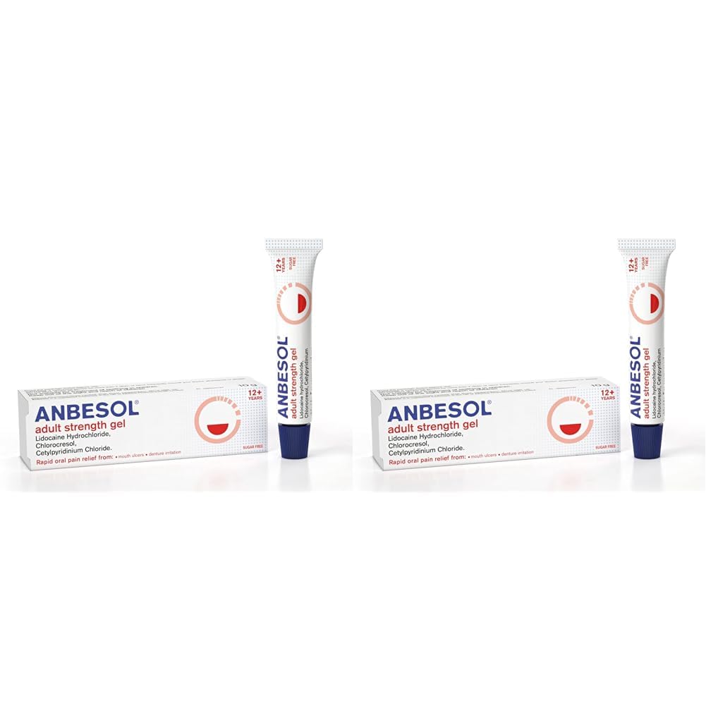 Anbesol Adult Strength Gel for Effective Oral Pain Relief from Mouth Ulcers and Denture Irritation, 10g (Pack of 2)