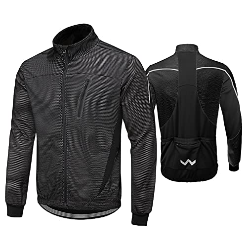 HOMTOL Herren Fahrradjacke Polarfleece-Futter Wasserdicht Winter Thermal Radjacke winddicht regenfest dicke Jacke Fleecejacke radtrikot Atmungsaktive Fahrrad Windjacke für Radsport MTB Laufen Wandern Cover