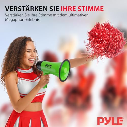 Pyle Megaphon mit Sirene, Signalhorn – Siren Megaphone – Mini Megafon Kinder & Erwachsene 20W, Faltbare Megaphone mit Sirene & Mikrofon, Lautstärke Einstellbar & Batteriebetrieben Reichweite: 550m