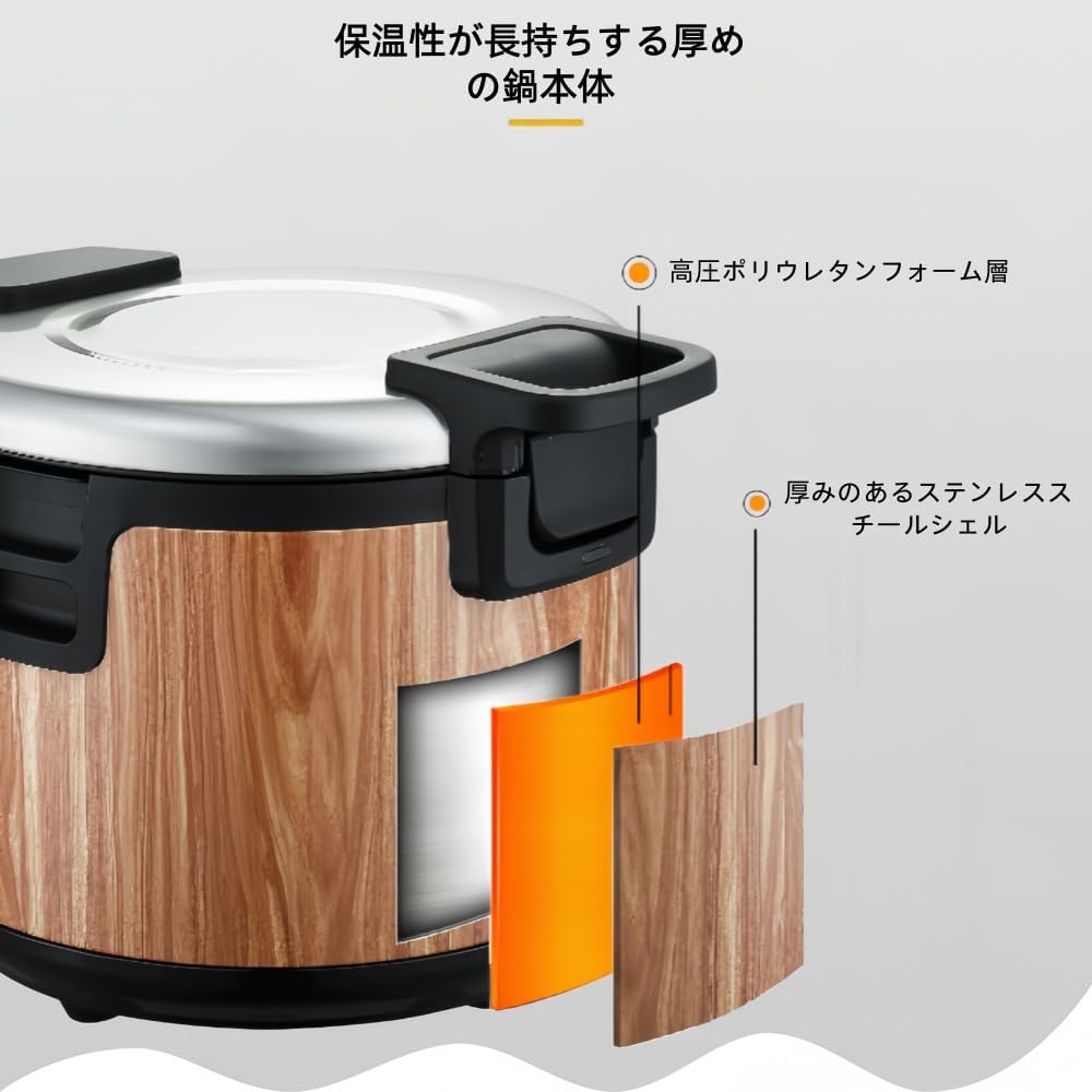 TVTKE業務用炊飯器 ステンレス 電気鍋定温保温こびりつかない鍋 ホテル レストラン 飲食店 健康食品、23L、 (木の色の一定温