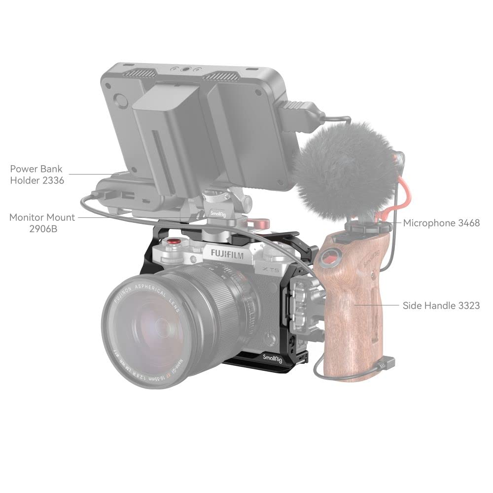 SMALLRIG X-T5 Cage pour FUJIFILM X-T5, Appareil Photo en Alliage D'aluminium pour Fujifilm XT5 avec Déclencheur, Port QD Intégré, Rail NATO Intégré et Plaque de Dégagement Rapide pour Arca - 4135