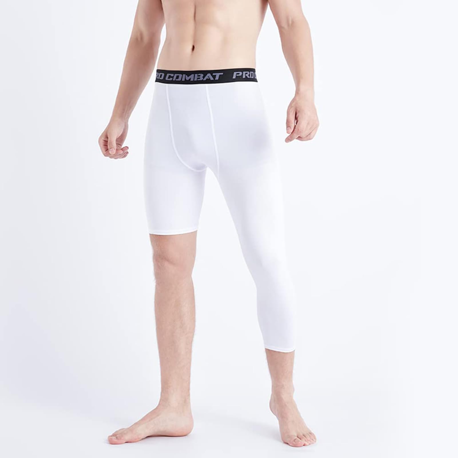 Pantalones de Compresión para Hombre, Mallas Deporte 3/4, Tejido de Secado Rápido, Running, Fitness
