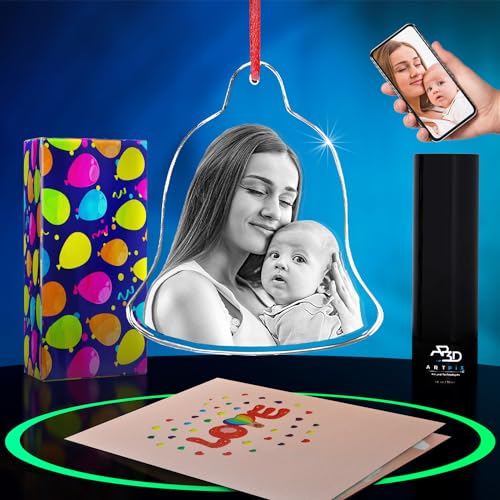 ArtPix 3D Premium Personalized Crystal Photo Ornament, Customized Custom Gift for Mom, Women, Bell