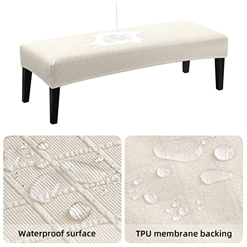 Yisun Waterproof Bench Covers For Dining Room, Stretch Jacquard Bench Slipcover Anti-Dust Removable Washable Chair Seat Slipcovers Protector (Beige) #TOP3