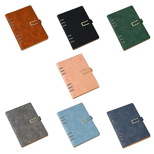 Miniatura 2 de SEIWEI Carpeta de piel sintética A5, cuaderno personal recargable, 100 hojas200 páginas, planificador de presupuesto, cuaderno de escritura, diario,