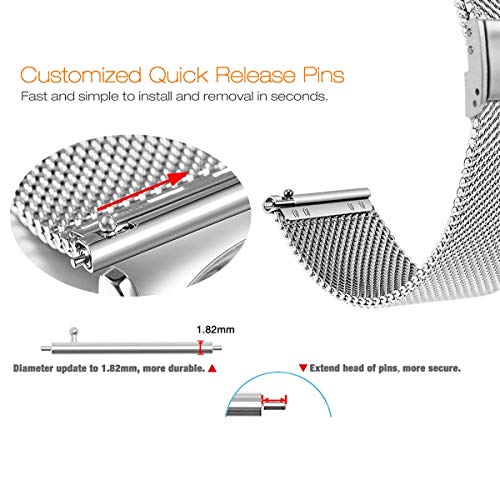 Pulseiras de relógio Abanen para Garmin Vivoactive 4S/Vivomove 3S, pulseira de malha de metal de aço