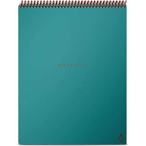 Rocketbook Flip Smart Notepad, Teal Cover, Lined/Dot Grid Rule, 8.5 x 11, White, 16 Sheets