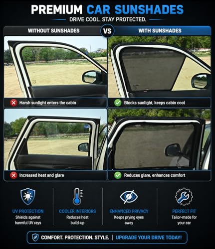 Image of Able Dotnet Half Car Magnetic Sun Shade Curtains for Chevrolet SAIL Set of 4 Pcs