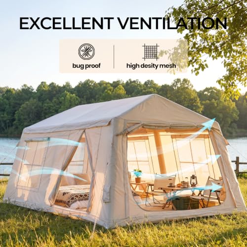 Carpa Inflable de 2 Habitaciones FICISOG para 8 Personas, Impermeable, Montaje Rápido, Tela Oxford 420D, Resistente UV y Al Agua miniatura 7