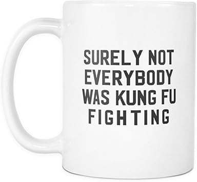 Sarcastic ME Surely Not Everybody was Kung Fu Fighting 11 Oz White Ceramic Mug Funny Novelty and Gift Item