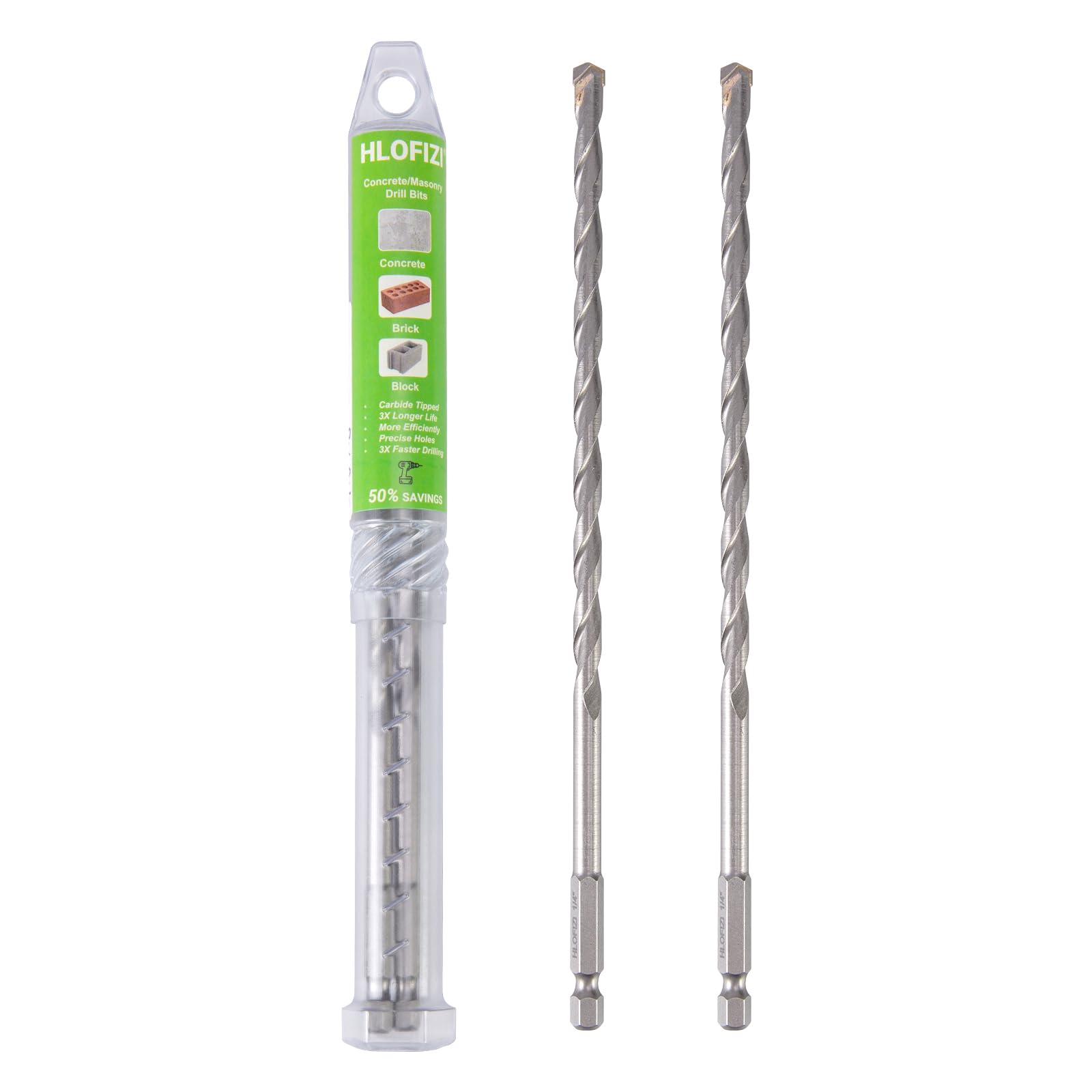 Masonry Drill Bits - 2 Pack for Concrete & Stone -7